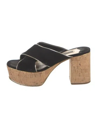 Pre-owned Prada Suede Slides In Black
