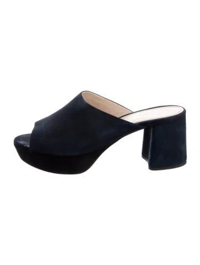 Pre-owned Prada Suede Slides In Blue