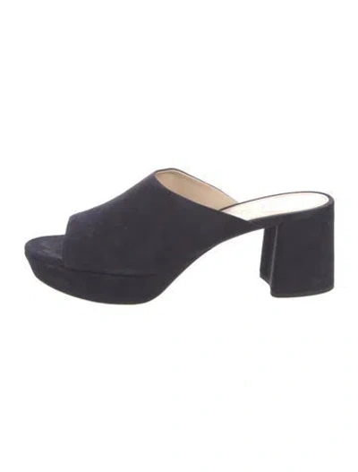 Pre-owned Prada Suede Slides In Blue