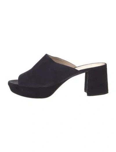 Pre-owned Prada Suede Slides In Blue