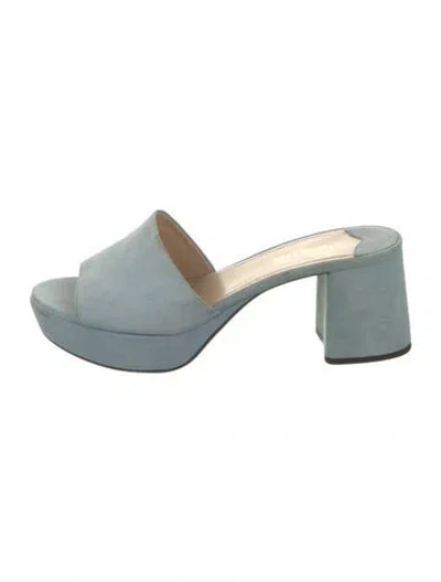 Pre-owned Prada Suede Slides In Blue