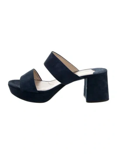 Pre-owned Prada Suede Slides In Blue
