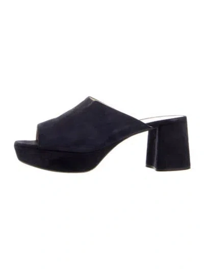 Pre-owned Prada Suede Slides In Blue
