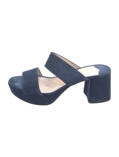 Pre-owned Prada Suede Slides In Blue