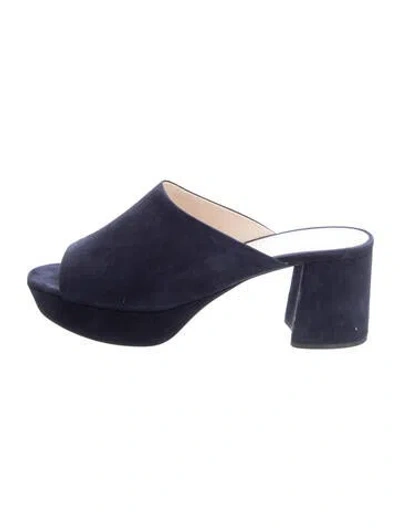 Pre-owned Prada Suede Slides In Blue