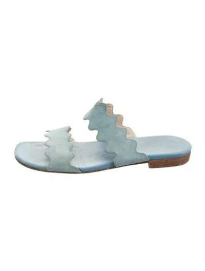 Pre-owned Prada Suede Slides In Blue