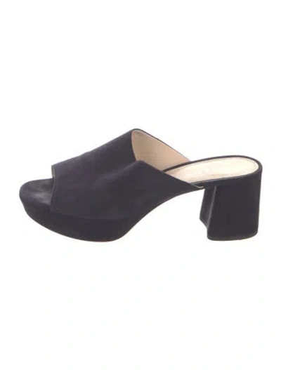 Pre-owned Prada Suede Slides In Blue