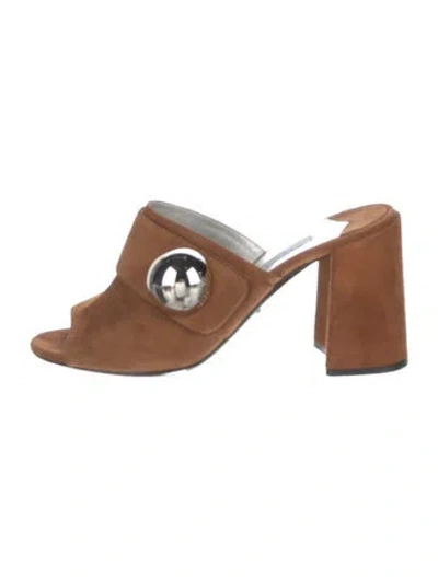 Pre-owned Prada Suede Slides In Brown