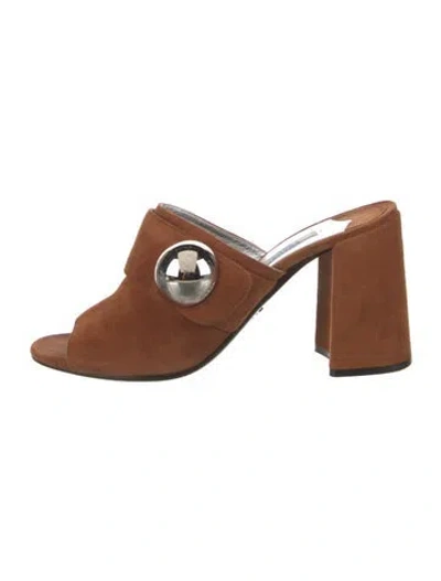 Pre-owned Prada Suede Slides In Brown