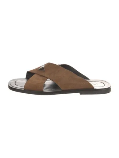 Pre-owned Prada Suede Slides In Brown