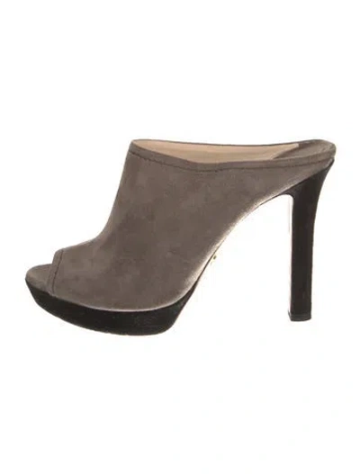 Pre-owned Prada Suede Slides In Neutral