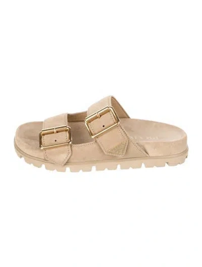 Pre-owned Prada Suede Slides In Neutrals