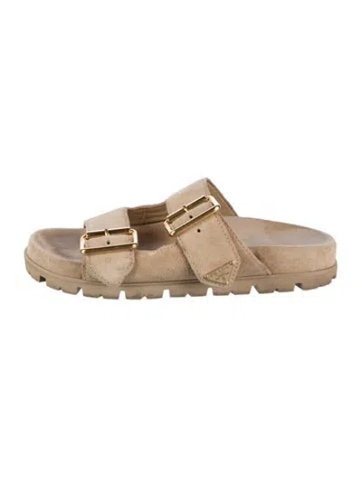 Pre-owned Prada Suede Slides In Neutrals