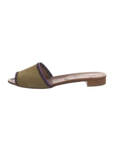 Pre-owned Prada Suede Slides In Purple/yellow