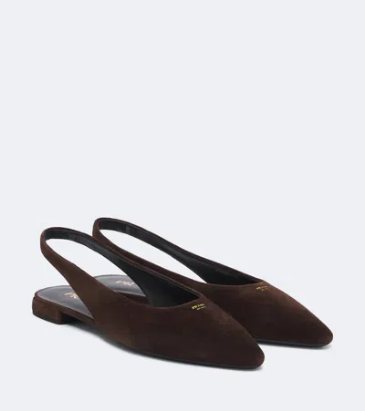 Prada Suede Ballerinas For Women In Black
