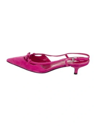 Pre-owned Prada Suede Slingback Flats In Pink