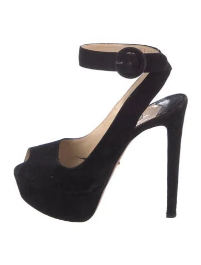 Pre-owned Prada Suede Slingback Pumps In Black