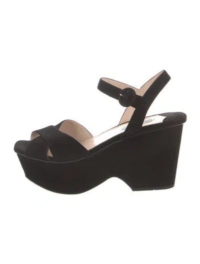 Pre-owned Prada Suede Slingback Pumps In Black