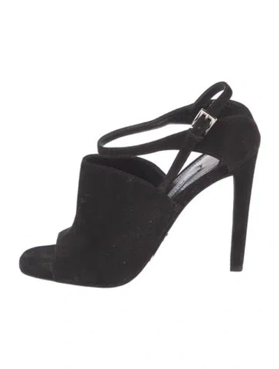 Pre-owned Prada Suede Slingback Pumps In Black