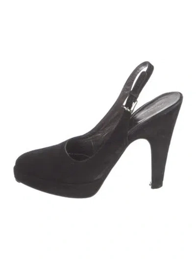 Pre-owned Prada Suede Slingback Pumps In Black
