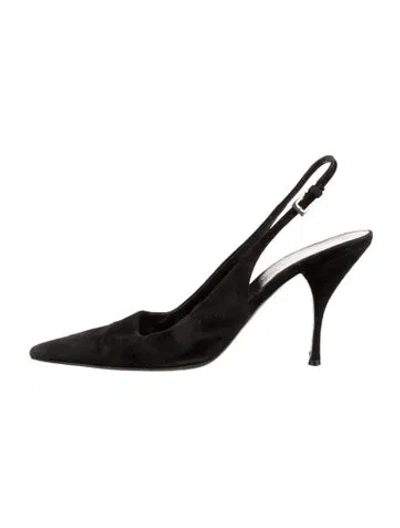 Pre-owned Prada Suede Slingback Pumps In Black