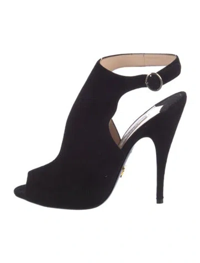 Pre-owned Prada Suede Slingback Pumps In Black