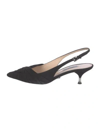 Pre-owned Prada Suede Slingback Pumps In Black