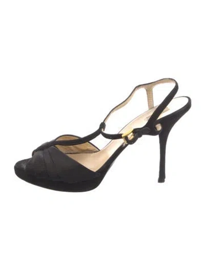 Pre-owned Prada Suede Slingback Pumps In Black