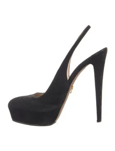 Pre-owned Prada Suede Slingback Pumps In Black