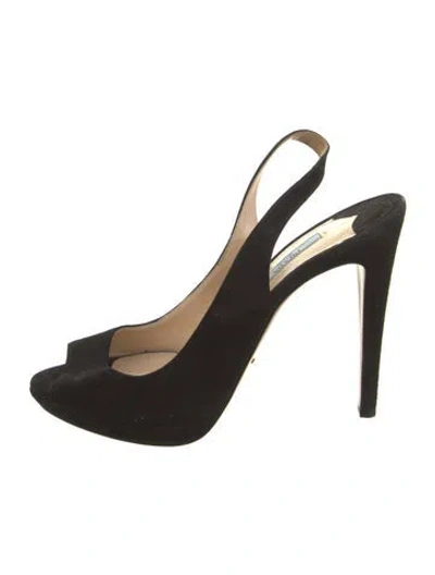 Pre-owned Prada Suede Slingback Pumps In Black