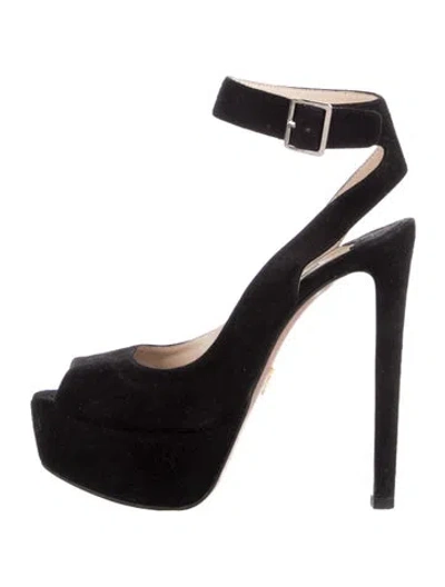 Pre-owned Prada Suede Slingback Pumps In Black