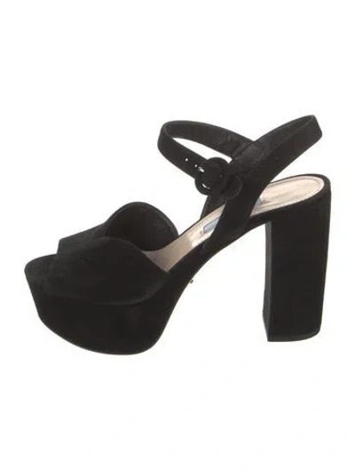 Pre-owned Prada Suede Slingback Pumps In Black