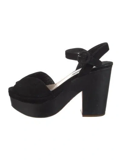Pre-owned Prada Suede Slingback Pumps In Black