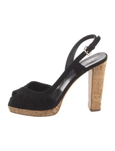 Pre-owned Prada Suede Slingback Pumps In Black