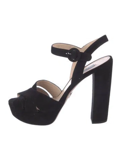 Pre-owned Prada Suede Slingback Pumps In Black