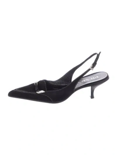 Pre-owned Prada Suede Slingback Pumps In Black