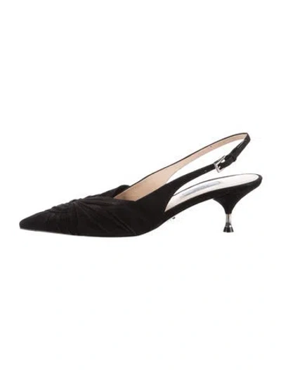 Pre-owned Prada Suede Slingback Pumps In Black