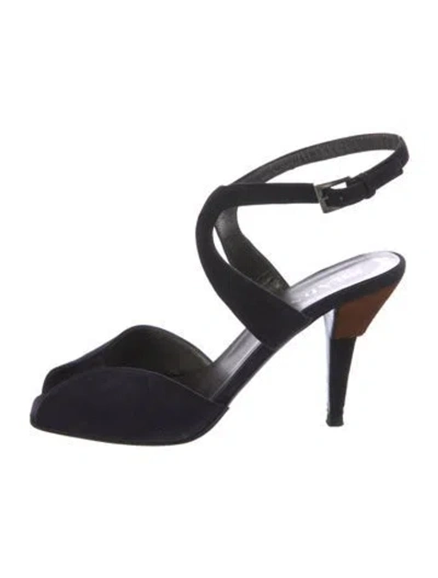 Pre-owned Prada Suede Slingback Pumps In Blue