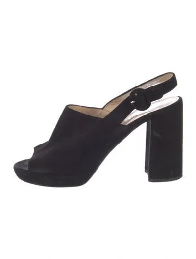 Pre-owned Prada Suede Slingback Pumps In Blue