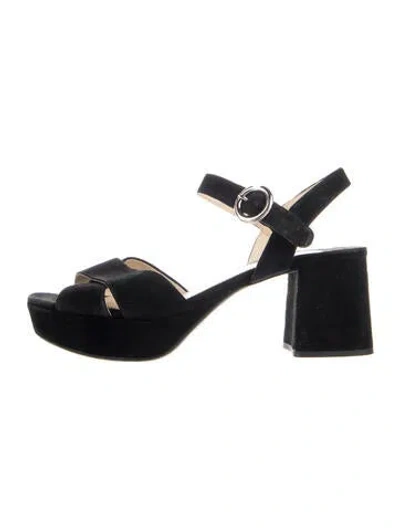 Pre-owned Prada Suede Slingback Pumps In Blue