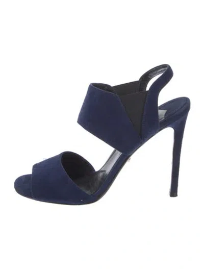 Pre-owned Prada Suede Slingback Pumps In Blue