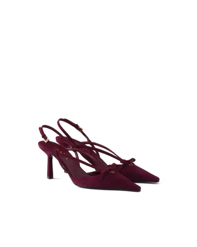 Prada Suede Slingback Pumps In Burgundy