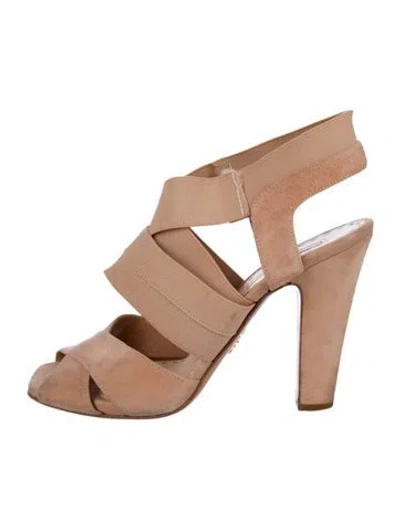 Pre-owned Prada Suede Slingback Pumps In Neutral