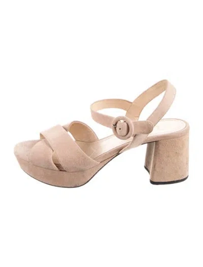 Pre-owned Prada Suede Slingback Pumps In Neutral