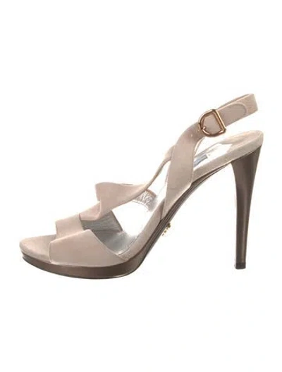 Pre-owned Prada Suede Slingback Pumps In Neutral