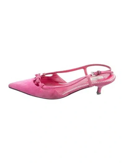 Pre-owned Prada Suede Slingback Pumps In Pink