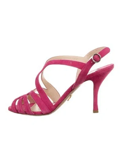 Pre-owned Prada Suede Slingback Pumps In Pink