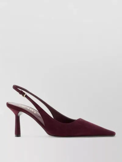 Prada Suede Slingback Pumps Pointed Toe Stiletto In Burgundy