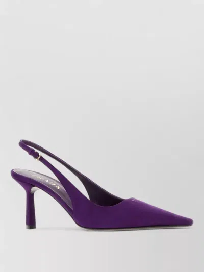 Prada Suede Slingback Pumps Pointed Toe Stiletto In Purple