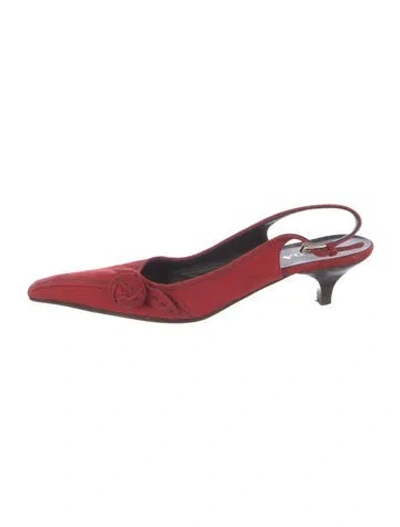 Pre-owned Prada Suede Slingback Pumps In Red